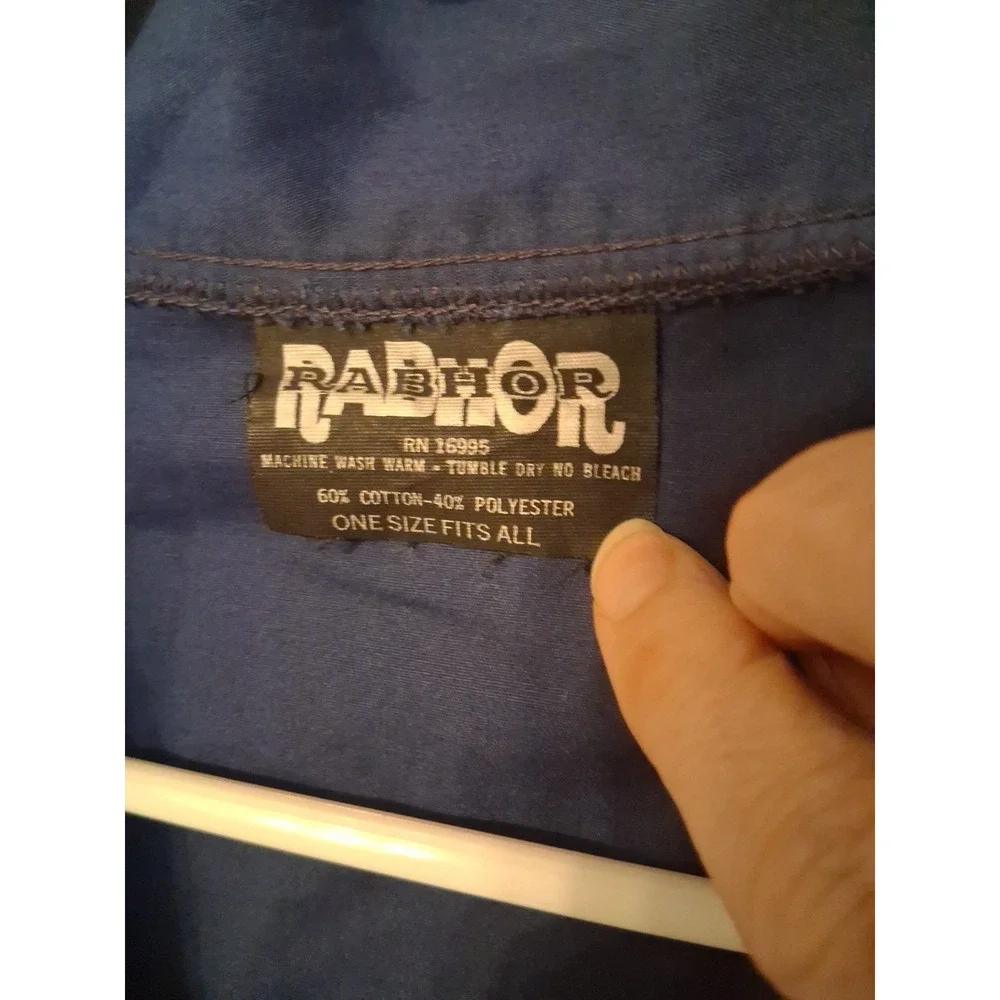 VTG Rabhor Men's Robe Navy Blue with White Piping Accent One Size Cotton/Poly